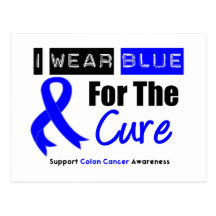 Colon Cancer I Wear Blue Ribbon For The Cure Post Card