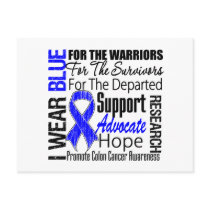 Colon Cancer I Wear Blue Ribbon TRIBUTE Postcard