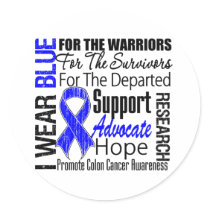 Colon Cancer I Wear Blue Ribbon TRIBUTE Sticker