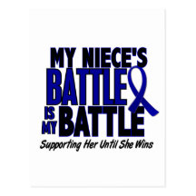 Colon Cancer MY BATTLE TOO 1 Niece Postcard