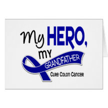 Colon Cancer MY HERO MY GRANDFATHER 42 Greeting Card
