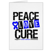 Colon Cancer Peace Love Cure Greeting Card