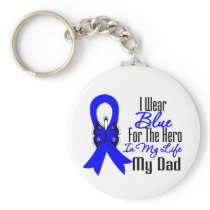 Colon Cancer Ribbon Hero My Dad Keychains