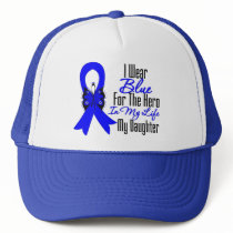 Colon Cancer Ribbon Hero My Daughter Trucker Hats
