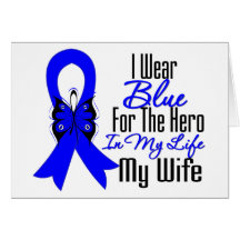 Colon Cancer Ribbon Hero My Wife Greeting Cards