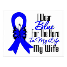 Colon Cancer Ribbon Hero My Wife Postcard