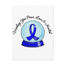 Colon Cancer Ribbon Merry Christmas Snowglobe Postcard