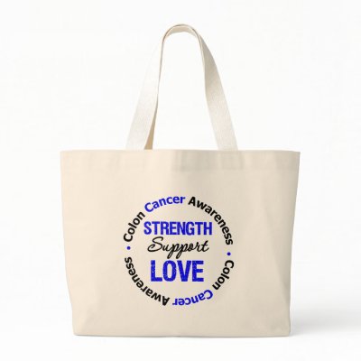 Colon Cancer Strength Support Love Canvas Bags by giftsforawareness