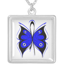 Colon Cancer Stylish Butterfly Awareness Ribbon Custom Necklace