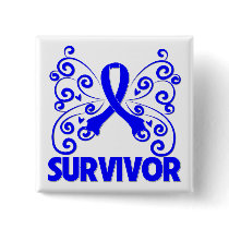 Colon Cancer Survivor Butterfly Pinback Button