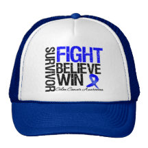 Colon Cancer Survivor Fight Believe Win Motto Trucker Hat