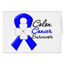 Colon Cancer Survivor Flower Ribbon Greeting Cards
