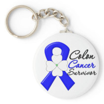 Colon Cancer Survivor Flower Ribbon Keychains