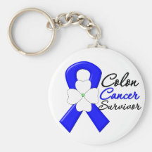 Colon Cancer Survivor Flower Ribbon Keychains