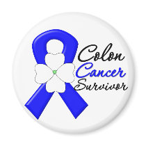 Colon Cancer Survivor Flower Ribbon Magnet