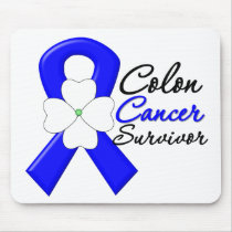 Colon Cancer Survivor Flower Ribbon Mouse Pads