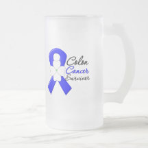 Colon Cancer Survivor Flower Ribbon Mugs