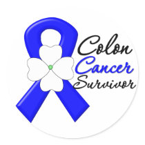 Colon Cancer Survivor Flower Ribbon Round Stickers