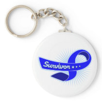 Colon Cancer Survivor Ribbon Keychain