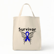 Colon Cancer Survivor Tribal Butterfly Canvas Bags