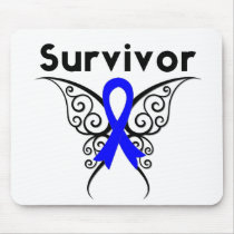 Colon Cancer Survivor Tribal Butterfly Mousepad