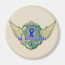 Colon Cancer Survivor Vintage Winged Refrigerator Magnet
