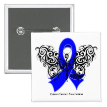 Colon Cancer Tribal Butterfly Ribbon Pins