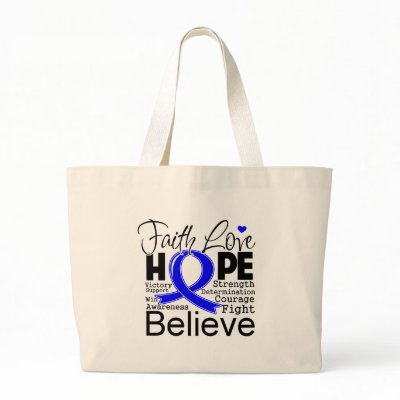 Colon Cancer Typographic Faith Love Hope Bag by cancerapparel