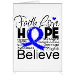 Colon Cancer Typographic Faith Love Hope Cards