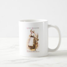 Colonial American Girl and her Spinning Wheel Coffee Mugs