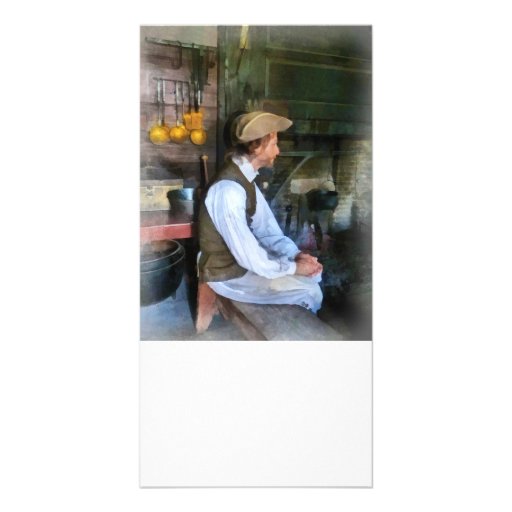 Colonial Man in Kitchen Picture Card