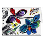 Color Blue and Black orchids Cards