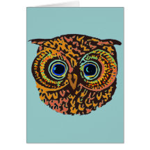 color owl greeting card