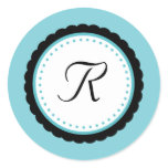Color Pop Aqua Monogram Initial Sticker