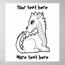 Colorable Kawaii Dragon Poster