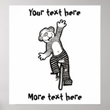 Colorable Unicycle Monkey Poster