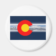 Colorado Flag with Mountains Fridge Magnet