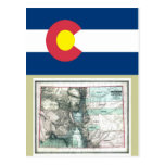 Colorado Map and State Flag Postcards