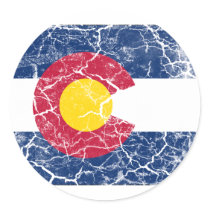 Colorado State Flag Vintage Round Stickers