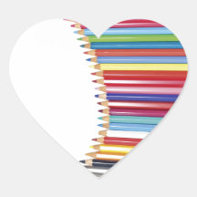 Colored Pencils Heart Sticker