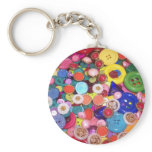 Colorful Button Collage Key Chain