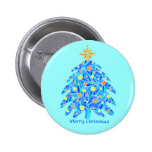 Colorful Christmas Tree Customizable Button
