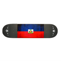Colorful Contrast Haitian Flag Skateboard Deck