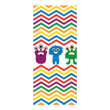 Colorful Cute Monsters Fun Chevron Striped Pattern Announcement
