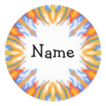 Colorful Flames Design Round Stickers