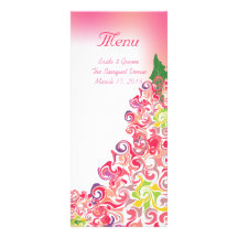 Colorful Floral Art Wedding Menu Rack Card