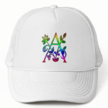 COLORFUL FLORAL MONOGRAM LETTER A HATS