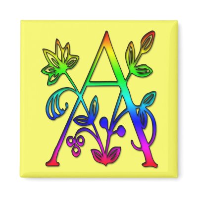 COLORFUL FLORAL MONOGRAM LETTER A by dgpaulart