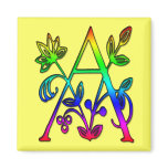 COLORFUL FLORAL MONOGRAM LETTER A magnets
