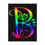 COLORFUL FLORAL MONOGRAM LETTER B postcards